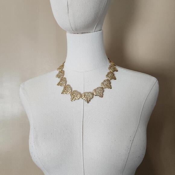 Gold Autumn Leaf Necklace - Picture 3 of 9